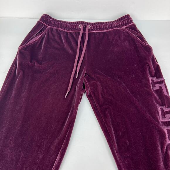 EUC PINK Victoria's Secret Velour Embroidered Pink Logo Drawstring Joggers XS - Picture 4 of 10